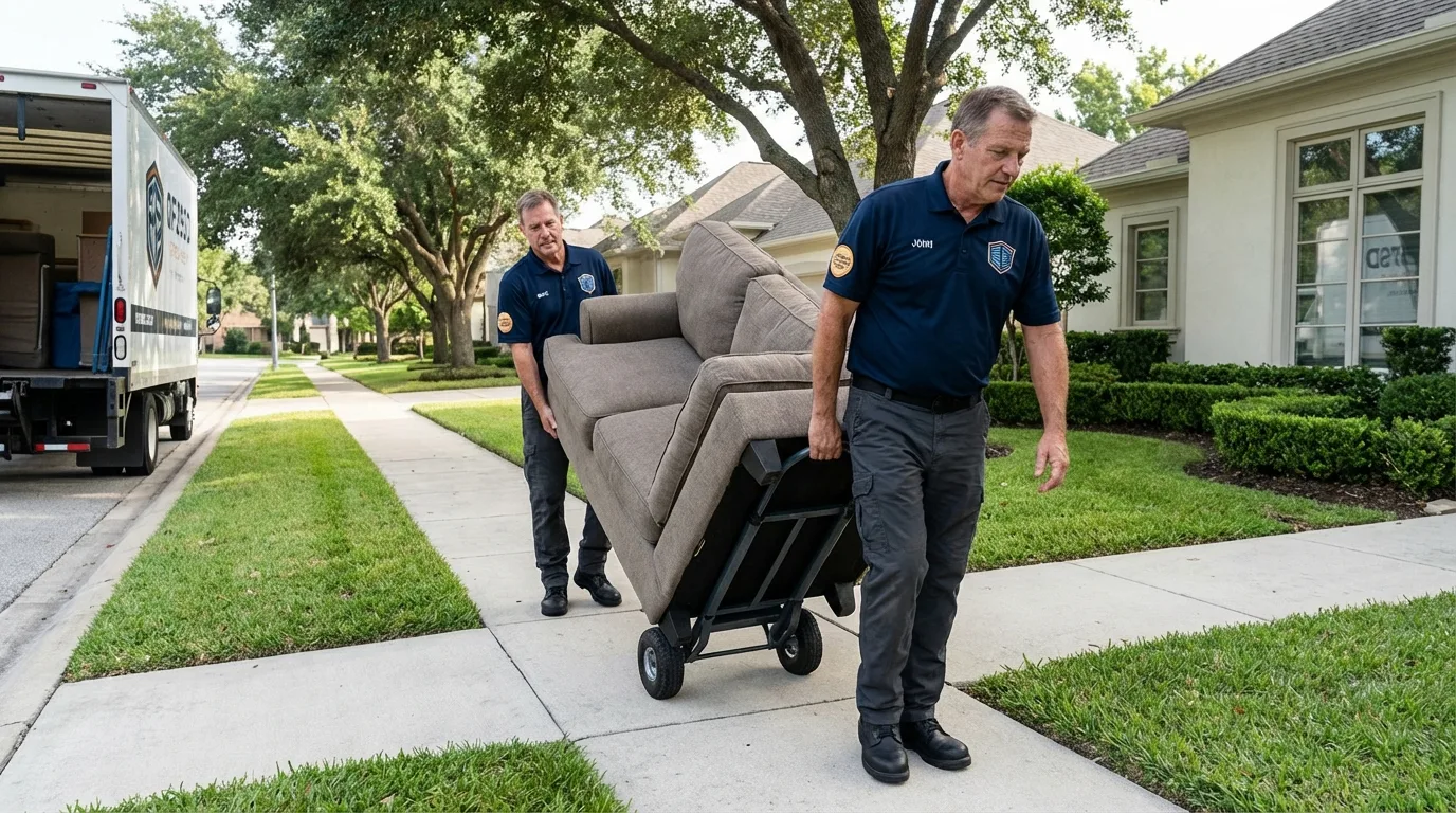 Local residential moving crew loading furniture in Sturbridge, MA